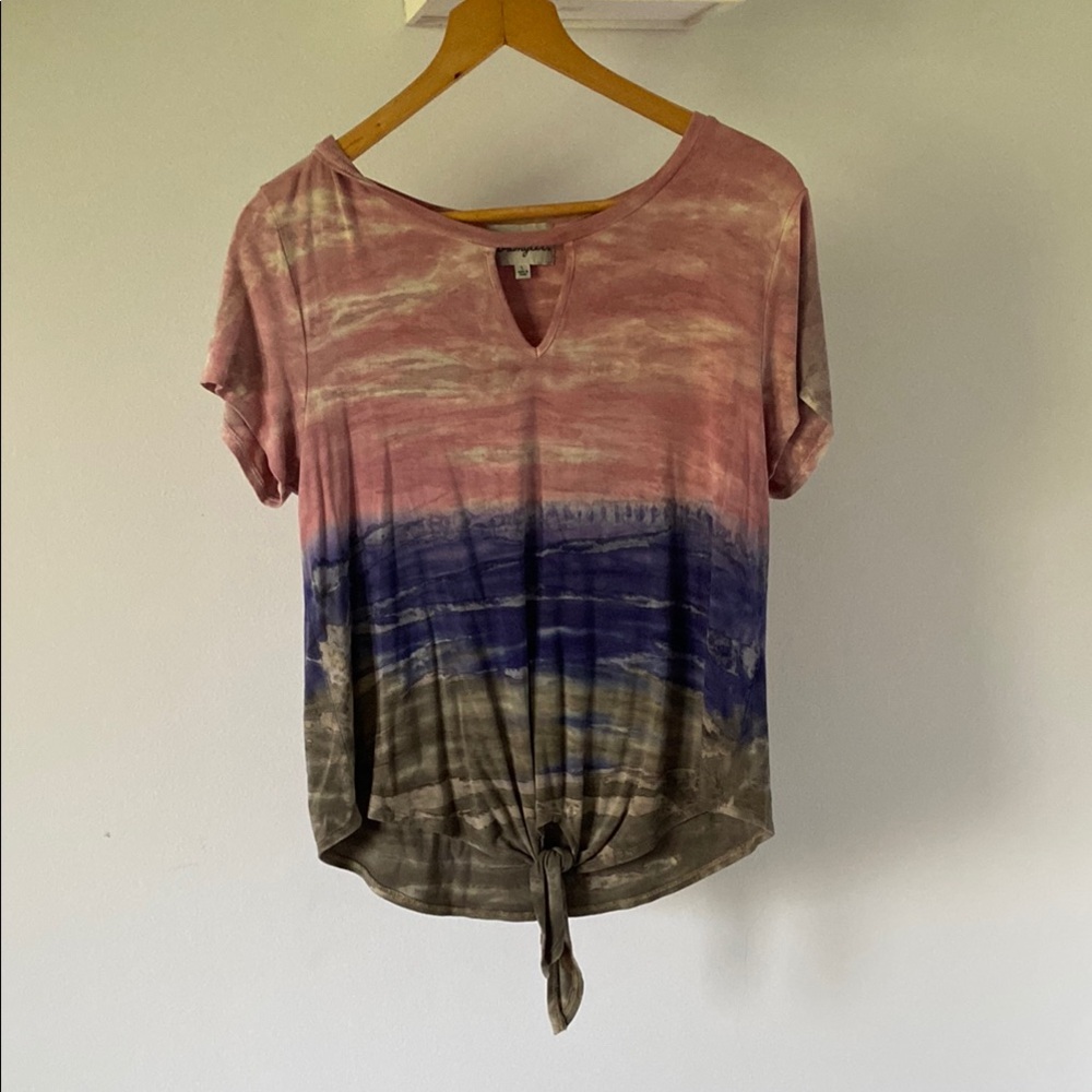 Women's Tie-Dye Top - Pink, Blue, and Brown